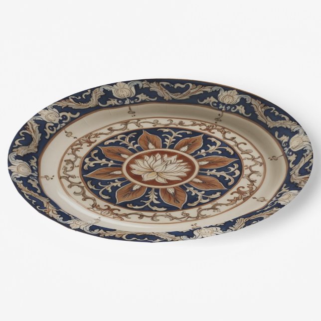 Elegant wildflower Floral Victorian Ceramic Weddin Paper Plate (Angled)