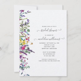 Elegant Wildflower Floral Watercolor Bridal Shower Invitation