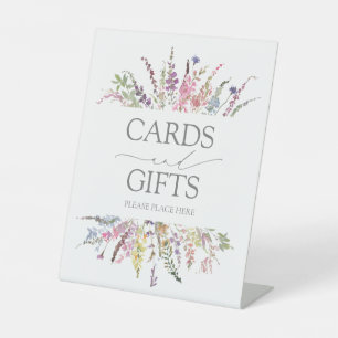 Elegant Wildflower Floral Watercolor Wedding Gift Pedestal Sign