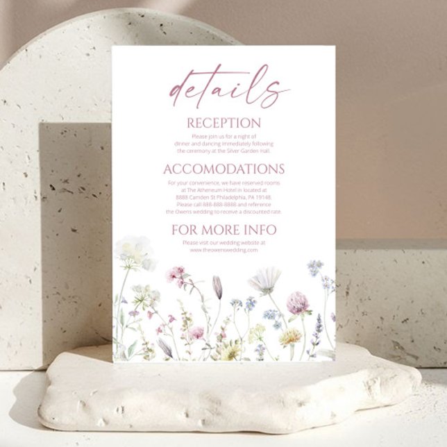 Elegant Wildflower Floral Wedding Details Enclosure Card (Creator Uploaded)