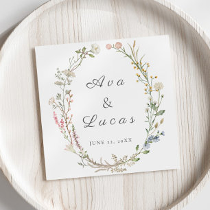 Elegant Wildflower Floral Wedding Garden Greenery Napkin