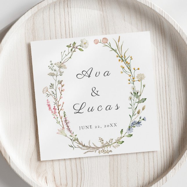 Elegant Wildflower Floral Wedding Garden Greenery Napkin (Creator Uploaded)