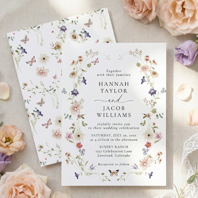 Elegant Wildflower Floral Wedding Invitation (Creator Uploaded)