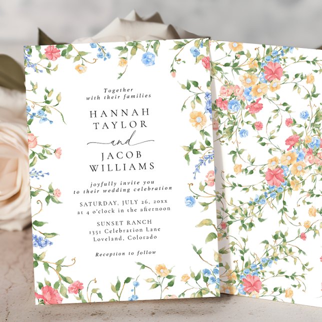 Elegant Wildflower Floral Wedding Invitation (Creator Uploaded)