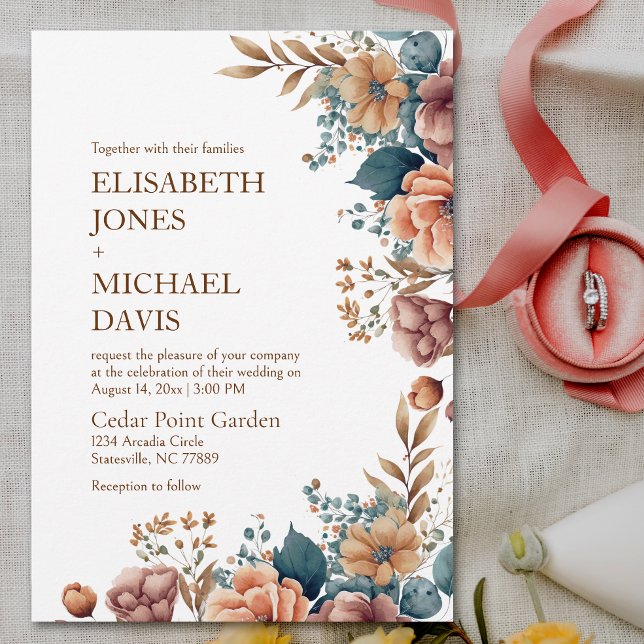 Elegant Wildflower Floral Wedding Invitation (Elevate your special day with this captivating watercolor floral wedding invitation.)
