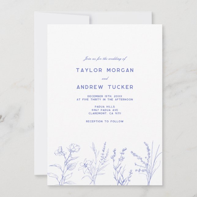 Elegant Wildflower Floral Wedding Invitation (Front)