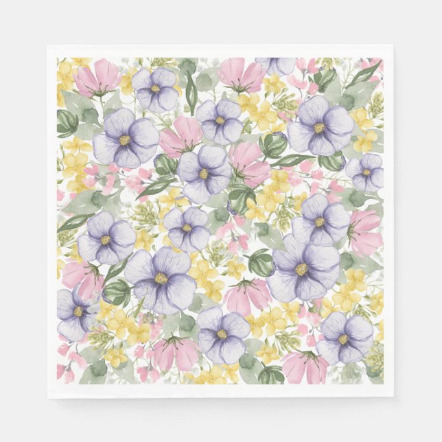 Elegant Wildflower Floral Wedding Napkin (Front)