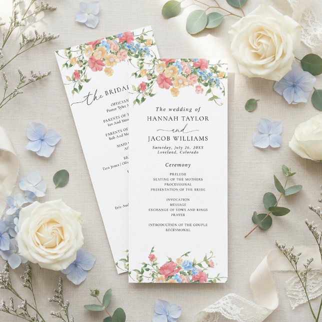 Elegant Wildflower Floral Wedding Program Programme (Creator Uploaded)