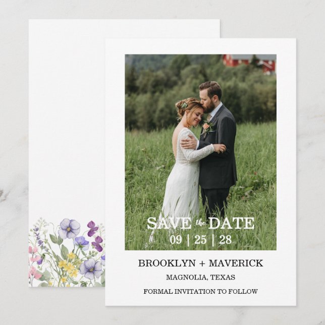 Elegant Wildflower Floral Wedding Save The Date Invitation (Front/Back)