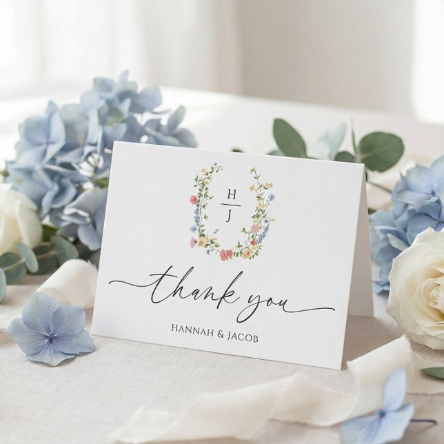 Elegant Wildflower Floral Wedding Thank You Card (Creator Uploaded)