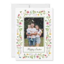 Elegant wildflower frame Easter greetings card