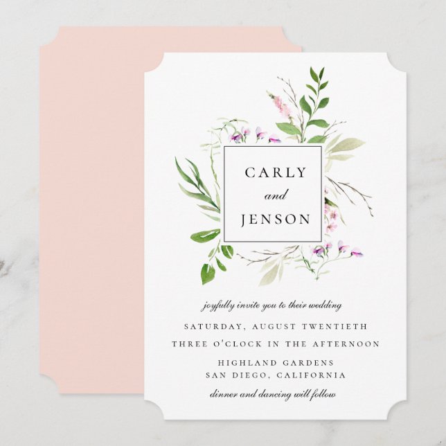 Elegant Wildflower Frame Wedding Invitation (Front/Back)
