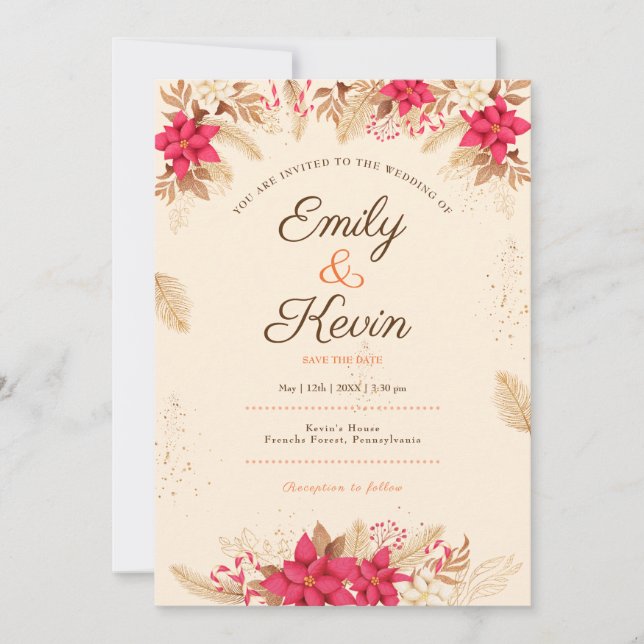 Elegant Wildflower Garden Beige Photo wedding Invitation (Front)