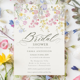 Elegant Wildflower Garden Bridal Shower Invitation