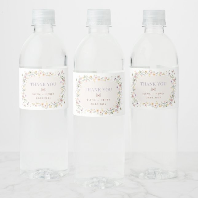 Elegant Wildflower Garden Fairytale Wedding Favour Water Bottle Label (Bottles)
