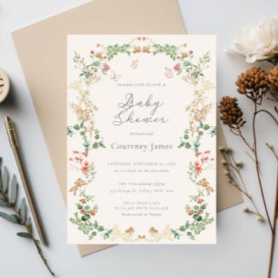 Elegant Wildflower Garden Floral Baby Shower Invitation