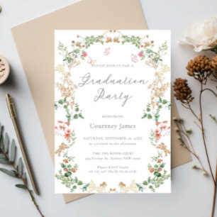 Elegant Wildflower Garden graduation party Invitation