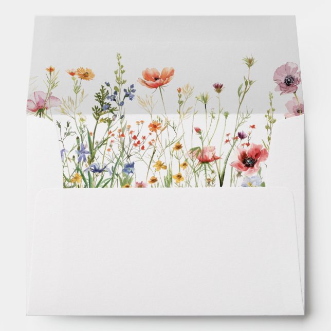 Elegant Wildflower Garden Wedding Envelope (Back (Bottom))