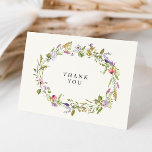 Elegant Wildflower Garden Wreath Wedding Thank You Card<br><div class="desc">Elegant Wildflower Garden Wreath Wedding Thank You Card</div>