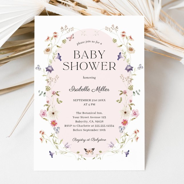 Elegant Wildflower Girl Baby Shower  Invitation (Elegant Wildflower Girl Baby Shower Invitation)