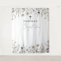 Elegant Wildflower Girl Baptism Photo Backdrop