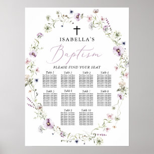 Elegant Wildflower Girl Baptism Seating Chart