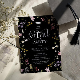 Elegant Wildflower Grad Party Graduation Invitation