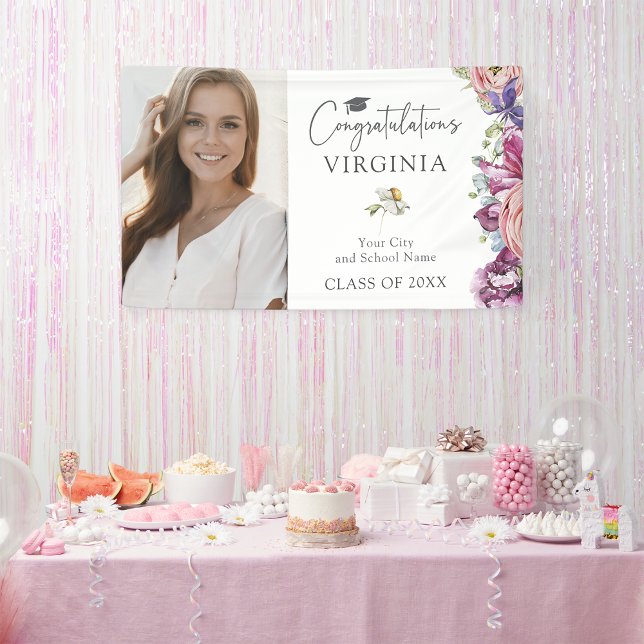 Elegant Wildflower Graduation Banner (Elegant Jewel Tone Wildflower Graduation Banner by Painted Paperie
)