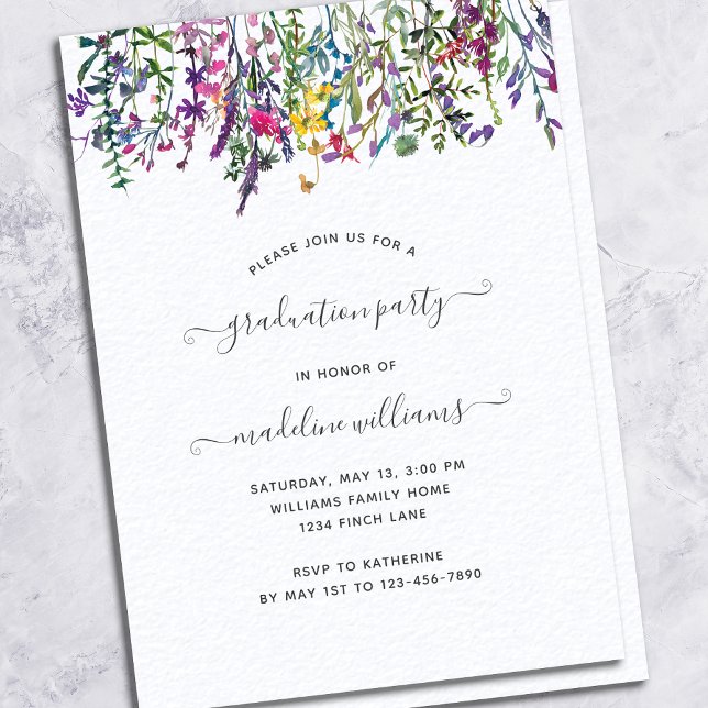 Elegant Wildflower Graduation Invitation (Creator Uploaded)