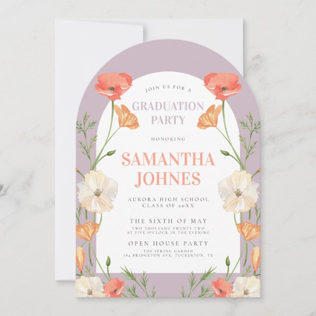 Elegant Wildflower Graduation Party Invitation (Front)