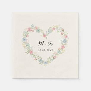 Elegant Wildflower heart Wedding Party Napkin