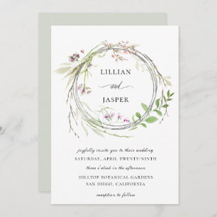 Elegant Wildflower Hoop Wreath Wedding Invitation