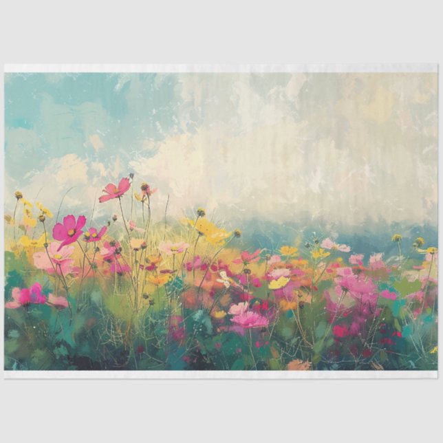 Elegant Wildflower Impressionist Decoupage Tissue Paper (Front)