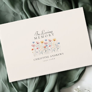 Elegant, Wildflower "In Loving Memory" Funeral Guest Book