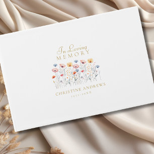 Elegant, Wildflower "In Loving Memory" Funeral Guest Book
