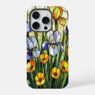 Elegant Wildflower irises buttercup stained Glass iPhone 15 Pro Case