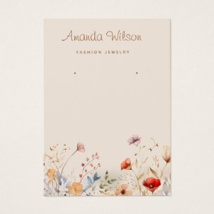 Elegant wildflower jewellery earring display card 