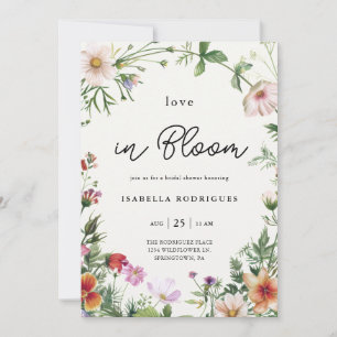 Elegant Wildflower Love in Bloom Bridal Shower Invitation