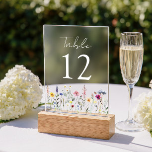 Elegant Wildflower Meadow Acrylic Table Number