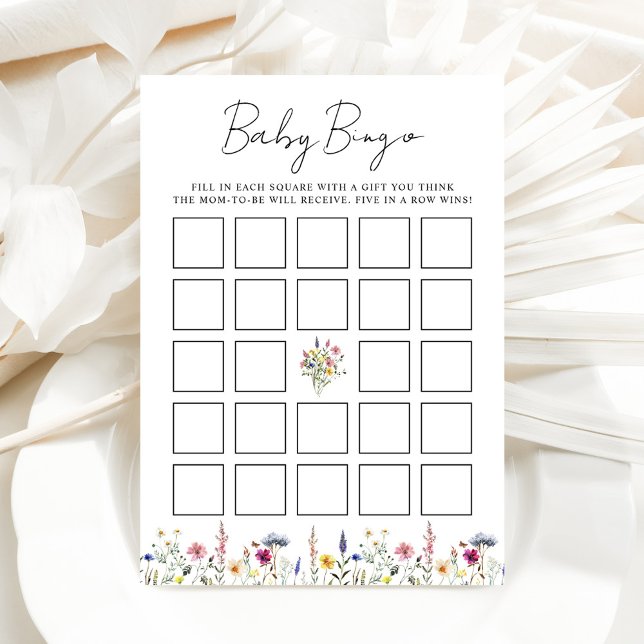 Elegant Wildflower Meadow Baby Shower Bingo Card (Creator Uploaded)