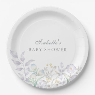 Elegant Wildflower Meadow Baby Shower Paper Plate