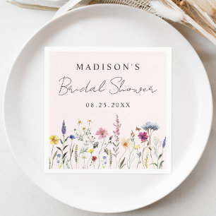 Elegant Wildflower Meadow Blush Pink Bridal Shower Napkin