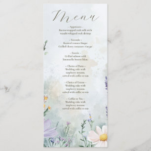 Elegant Wildflower Meadow Blush Pink Wedding Menu