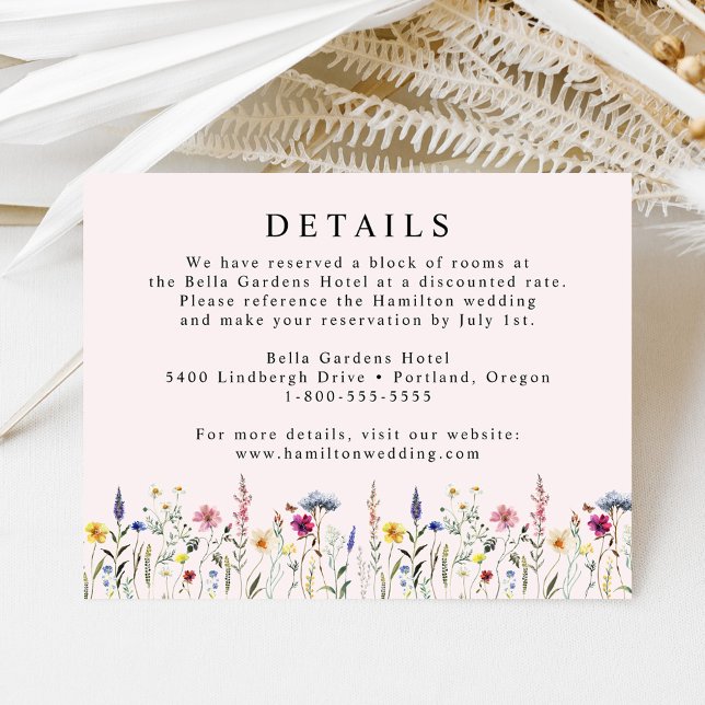 Elegant Wildflower Meadow Blush Wedding Details Enclosure Card (Creator Uploaded)