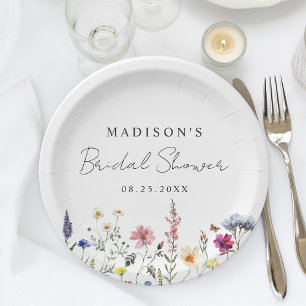 Elegant Wildflower Meadow Bridal Shower Paper Plate