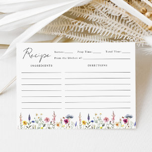 Elegant Wildflower Meadow Bridal Shower Recipe Enclosure Card