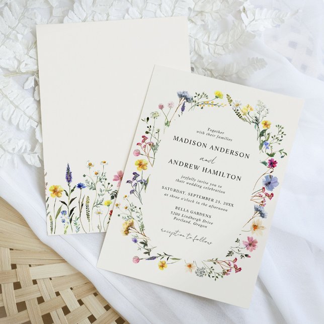 Elegant Wildflower Meadow Cream Wedding Invitation (Creator Uploaded)