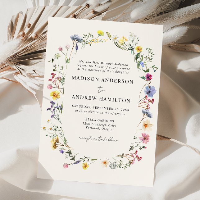 Elegant Wildflower Meadow Cream Wedding Invitation (Creator Uploaded)