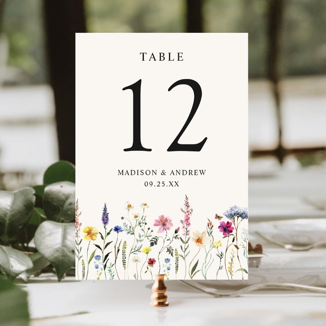 Elegant Wildflower Meadow Cream Wedding Table Number (Creator Uploaded)