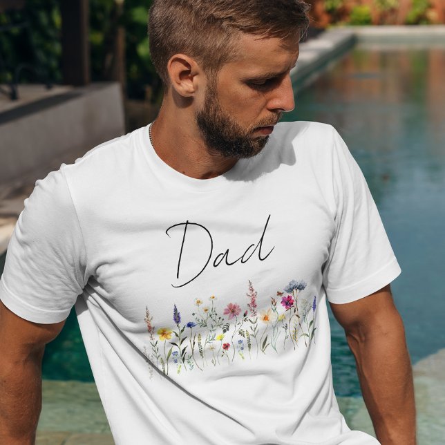 Elegant Wildflower Meadow Dad Baby Shower T-Shirt (Creator Uploaded)